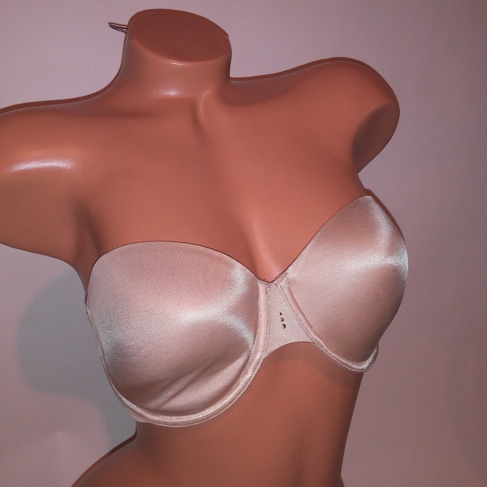 Victoria Secret Bra 34D Biofit Multiway Beige Solid Strapless Stay in Place